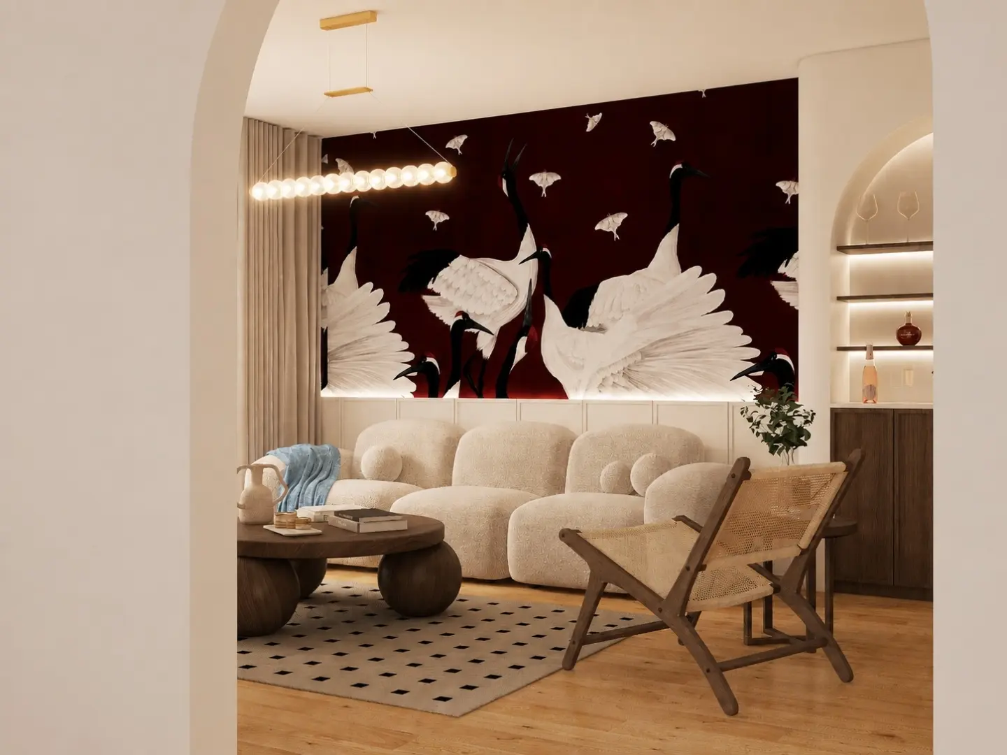 Dormitor în tonuri calde, amenajat de AMAR Design Studio